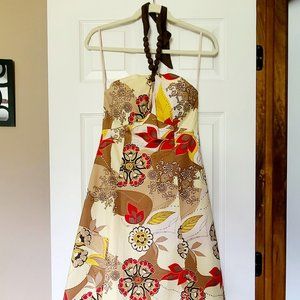 Red and Cream Halter Dress